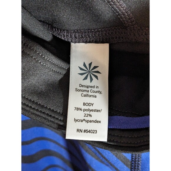 NWT Athleta Women’s Leggings Sketch Sonar Black Strip 7/8 Red White Blue Size M - Picture 13 of 16